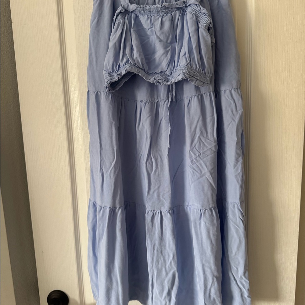 Light Blue Tiered Women's Skirt and Top